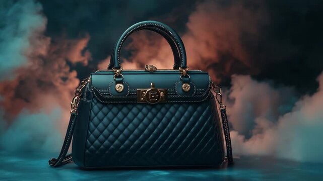Elegant Quilted Handbag With Gold Hardware And Textured Details In Moody Lighting