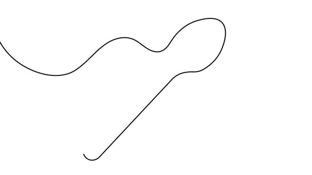 Steel spoon icon one line art animation seamless loop minimal design