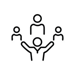 Leadership Icon &ndash; Leader with Team, Guidance, Management Line Art
