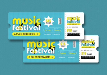 Music Festival Event Ticket Design Layout