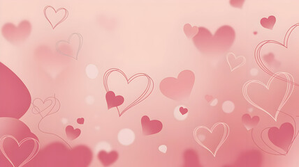Soft pink background with blurred hearts and romantic swirling shapes for valentine s day