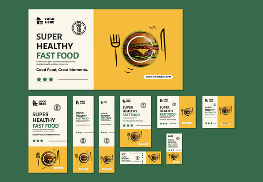 Restaurant Fast Food Web Banner Set Design Layout