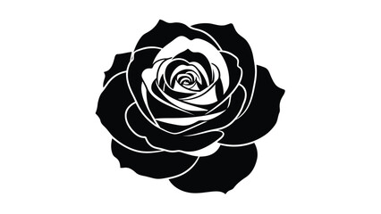 Black Rose Flower Silhouette. Love, Beauty, Gothic, Nature, and Floral Design Element Vector Illustration.