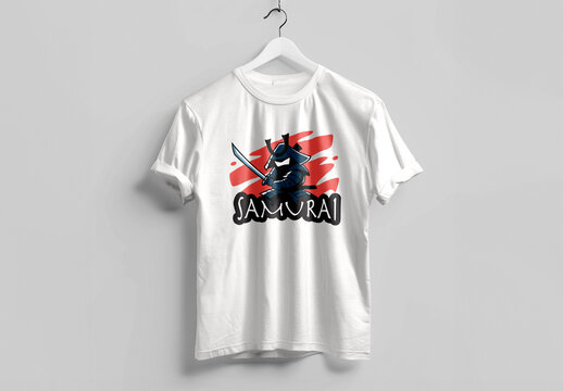 Samurai Cartoon T Shirt Graphic Design Template