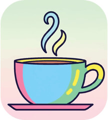 Stylized Cup of Coffee with Rising Steam Illustration.