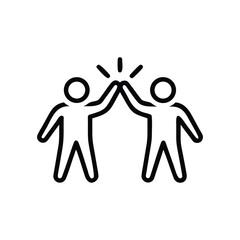 High Five Icon &ndash; Celebration, Success, Team Achievement Line Art
