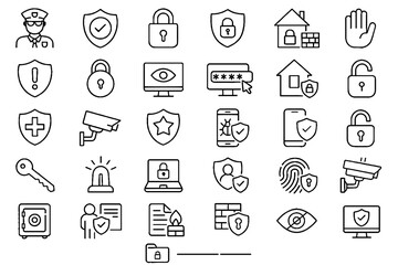 SECURITY ICONS &ndash; Editable Stroke Vector Icons