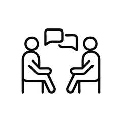 Conversation Icon &ndash; Two People Talking, Communication Line Art Symbol
