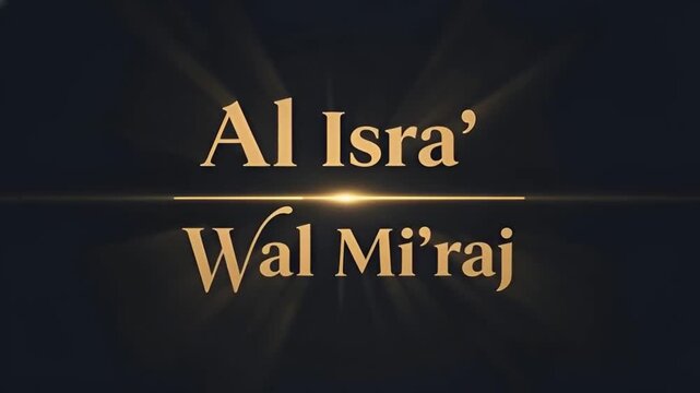 Al Isra Wal Miraj Animated Background with Golden Text and Light Rays