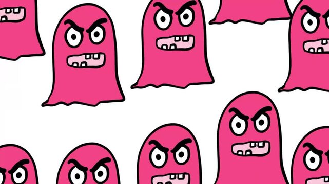 angry red ghosts on white background video