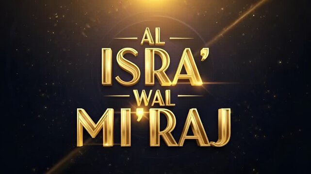 Al Isra Wal Miraj Festive Design with Golden Text on Dark Backdrop
