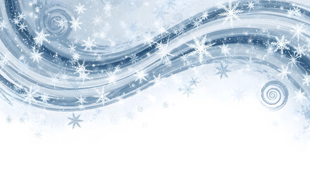 Abstract winter background with swirling wave patterns snow crystals and dynamic movement for seasonal design
