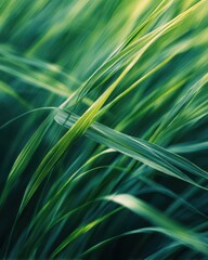 Soft Green Grass Motion Abstract Texture in Nature Light