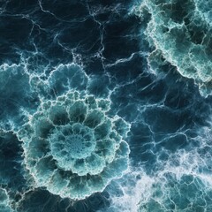 Fractal Ocean Bloom Pattern with Electric Blue Water Texture