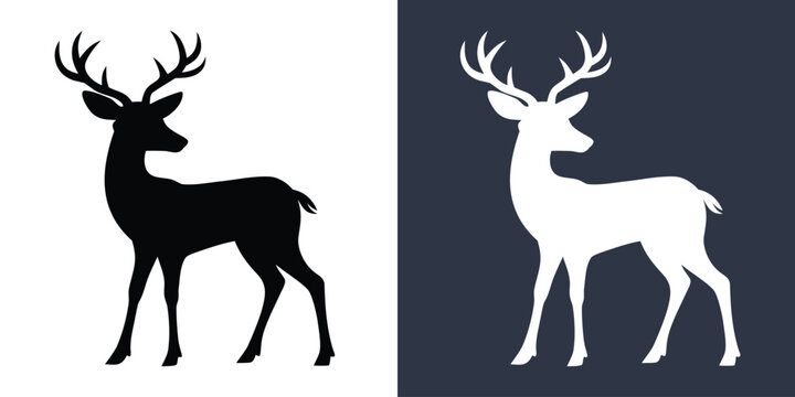 Deer silhouettes vector illustration. deer black silhouette icon