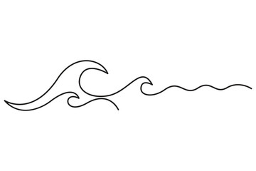 Ocean wave continuous one line drawing outline  vector illustration.Pro vector.