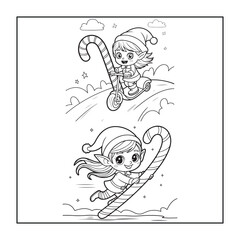 Christmas elements coloring pages with a cute style for adults, teens, and kids.