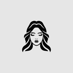 Elegant Woman's Face Logo for Beauty and Wellness Fashion Lifestyle Branding