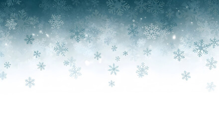 Heavy blue snowfall background with large detailed snowflakes falling against a frosted gradient backdrop