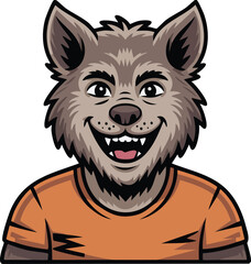 Playful Werewolf mascot cartoon half body character eps 