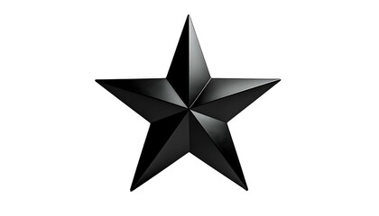 Obraz premium A dark, metallic five-pointed star with a glossy finish, set against a stark black background