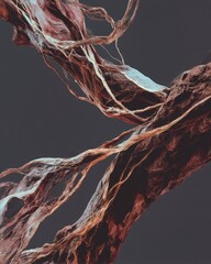 Macro Roots and Organic Fibers on Dark Background