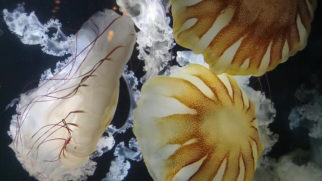 Chrysaora Plocamiain Jelly Fish at City Aquarium in Kagoshima, Japan.
