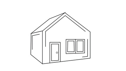 Simple line drawing of a small residential house facade for real estate.