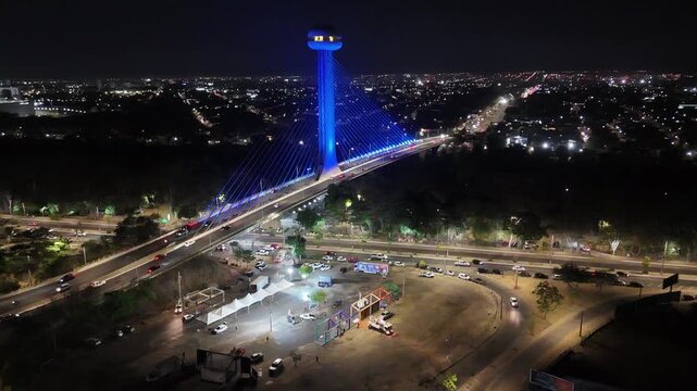 Vista a noite da ponte estaiada em teresina pi