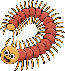 Vector illustration of a funny cartoon worm, an isolated green animal insect on a white background