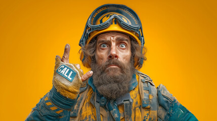 A construction worker making a hand signal for stop or attention, safety and communication concept generated AI