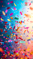 カラフルな背景と紙吹雪