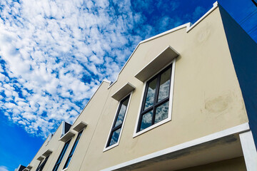 Facade or front of the house with a modern minimalist architectural style