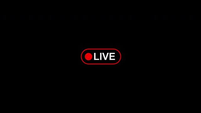 Live streaming sign icon animation, online camera recording overlay animation, Red live streaming symbol, live streaming, broadcasting, online stream 4K Alpha channel