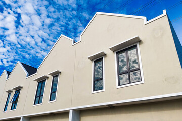 Facade or front of the house with a modern minimalist architectural style