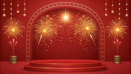 Golden Firecracker Spark Streaks Frame with Empty Center