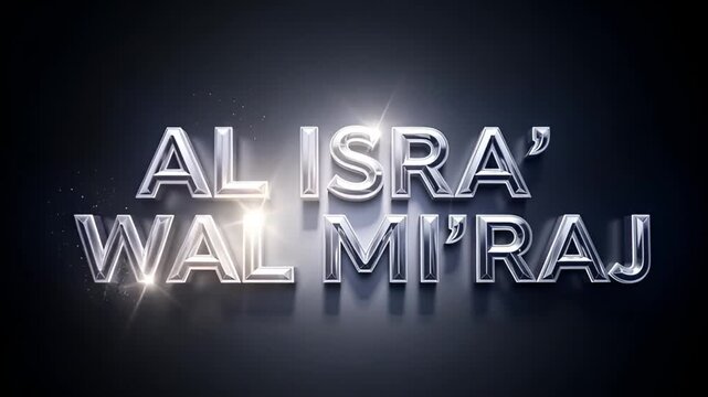Al Isra wal Miraj Silver Metallic Text Effect, Religious Concept