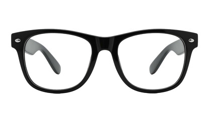 Fototapeta premium Black-framed eyewear with gray temples, angled toward the viewer on a dark background