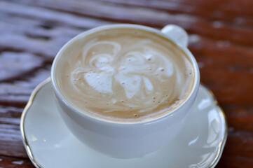 hot coffee, cappuccino coffee or latte coffee or flat white