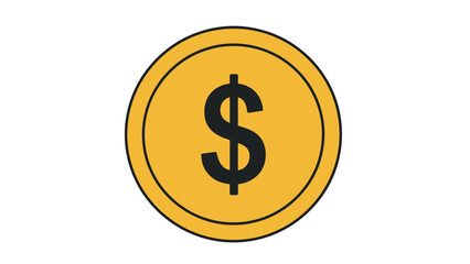 Fototapeta premium Golden Dollar Coin Icon for Finance, Banking, Investment, Digital Currency, Savings, E-Commerce, and Modern Economic Concepts