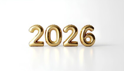 Happy new year 2026 3d realistic golden balloons, a new year celebration symbol and text design icon
