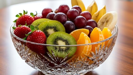 Vibrant and refreshing bowl of mixed fresh fruits, a healthy and colorful treat