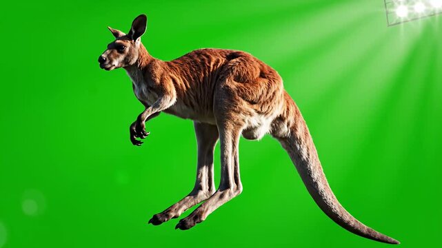 Kangaroo in Green Screen Studio with Spotlight.