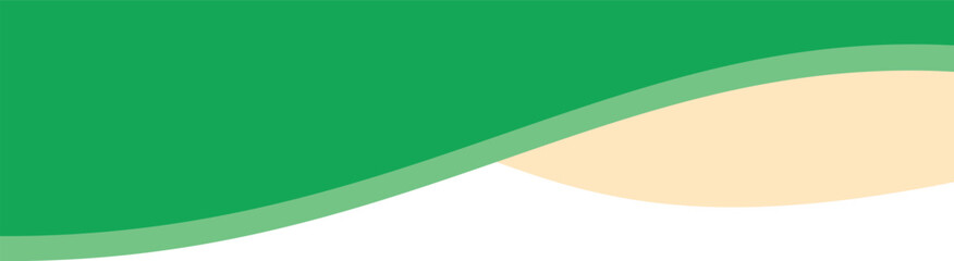 Simple green and beige abstract wavy banner dividing the white empty space