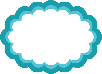 Scalable vector graphic of a blue cloud frame, ideal for conveying messages, thoughts, or creative concepts