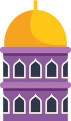 Purple mosque building featuring golden dome, symbolizing islamic faith, architecture, and cultural heritage