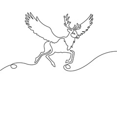 Obraz premium One-Line Drawing of Christmas Reindeer