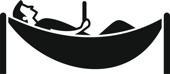 Man is lying in hammock and using mobile phone