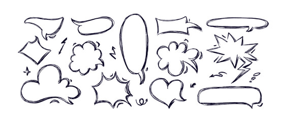 Art dialog. Speech bubble hand drawn set