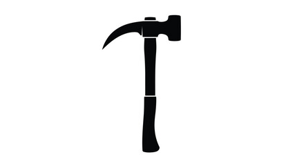 A simple black silhouette of a claw hammer a common hand tool
